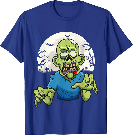 Scary Zombie Halloween Boys Kids Face Zombie T-Shirt - T-Shirt | Royal
