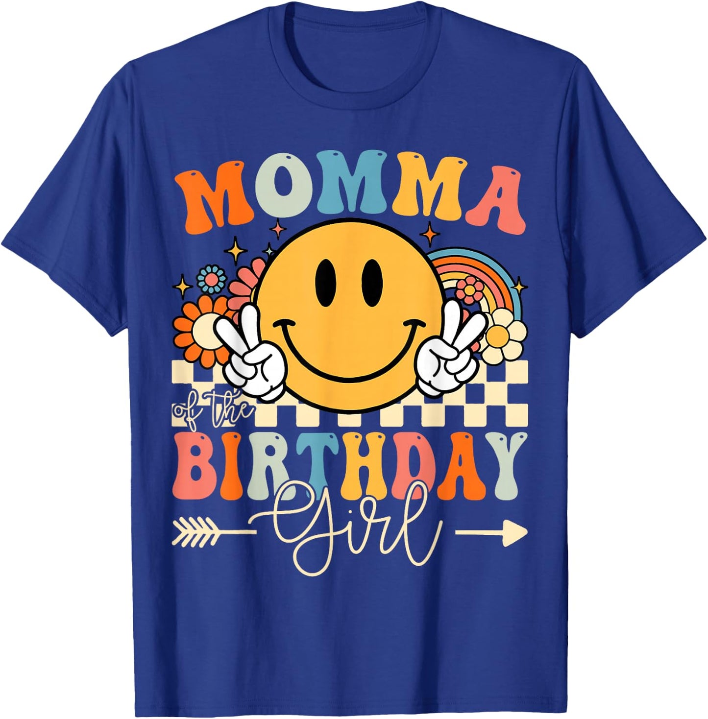 Momma Of The Birthday Girl Groovy Retro Vintage T-Shirt - T-Shirt | Royal
