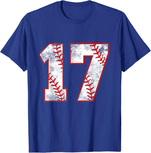 17 Year Old Baseball Player Sports 17 Jersey 17th Birthday T-Shirt - T-Shirt | Royal