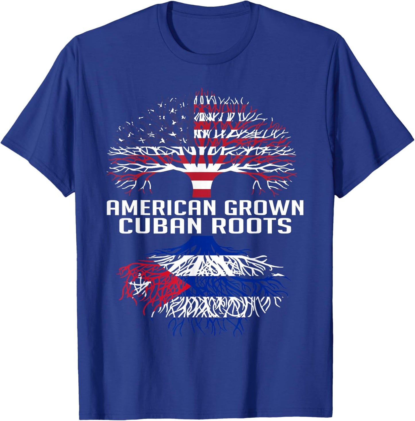 American Grown Cuban Roots Proud Cuban Roots Cuba Flag T-Shirt - T-Shirt | Royal