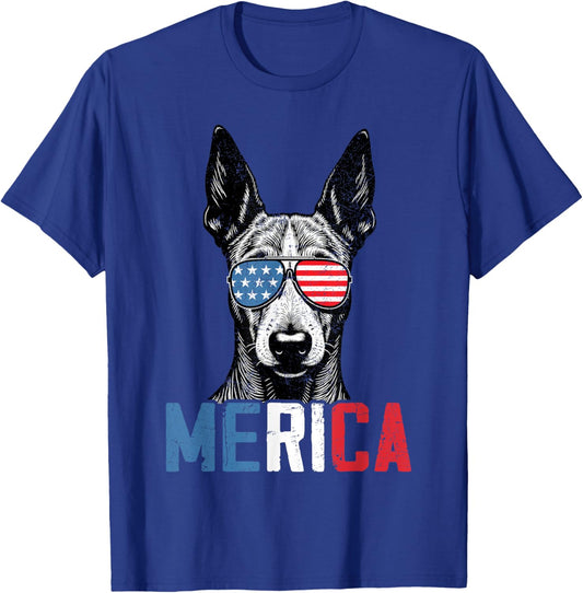 Patriotic American Hairless Terrier Dog Merica 4th Of July Women Kids T-Shirt - T-Shirt | Royal