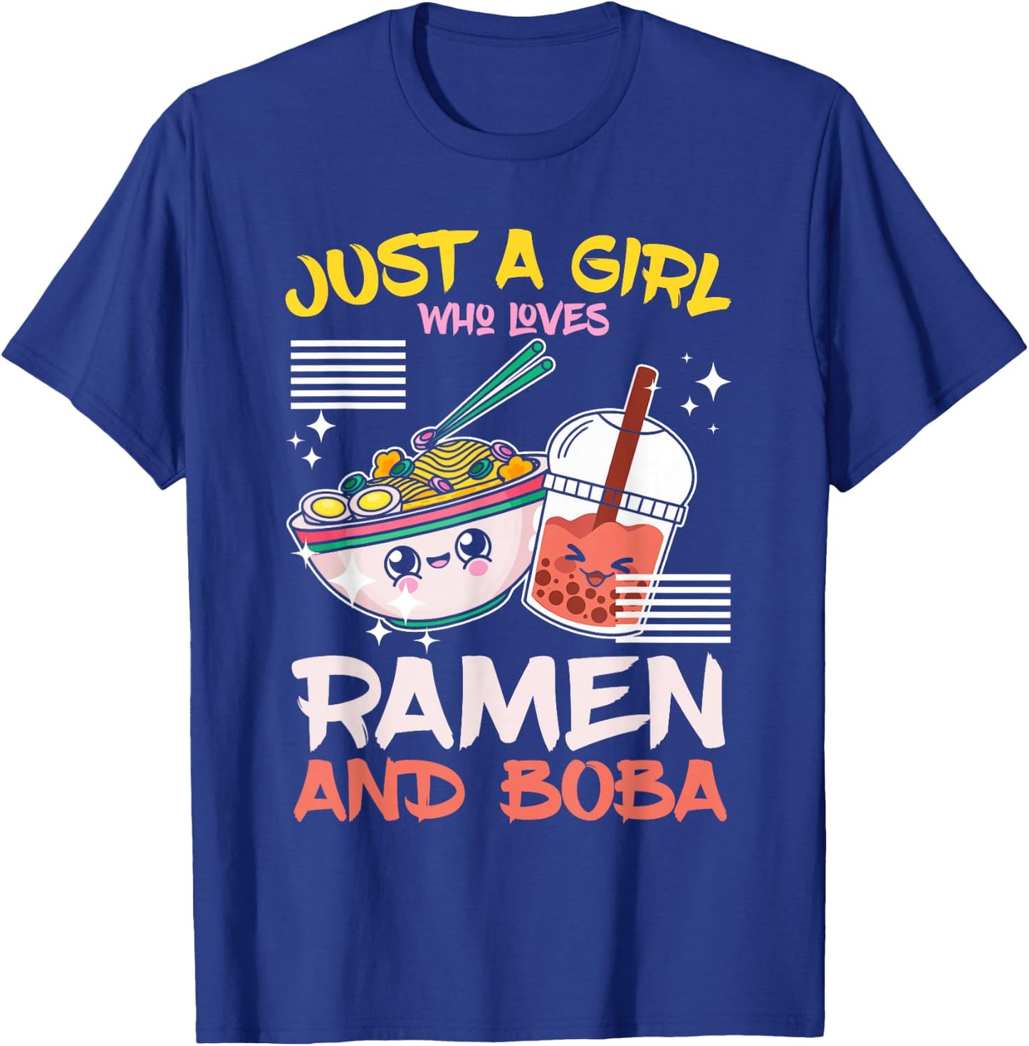 Just A Girl Who Loves Ramen And Boba Bubble Tea Japanese T-Shirt - T-Shirt | Royal
