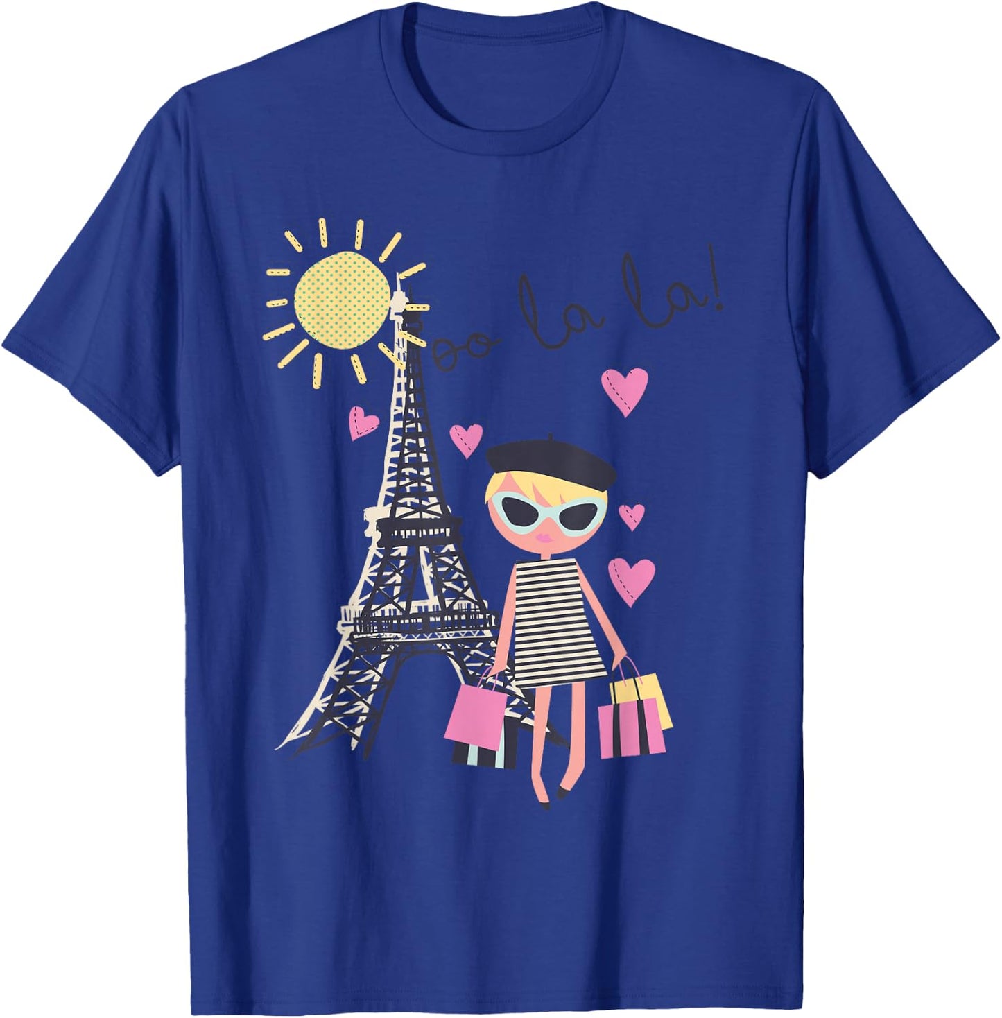 Paris France Eiffel Tower Retro Souvenir Gift Girl Women Men T-Shirt - T-Shirt | Royal