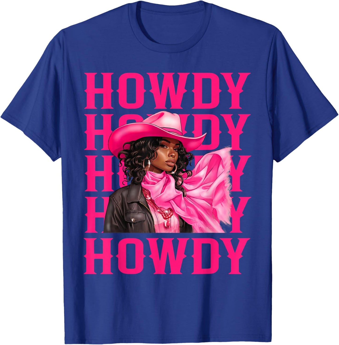 Howdy Western Cowgirl African American Black Women Girls T-Shirt - T-Shirt | Royal