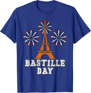 Bastille Day French Flag Eiffel Tower Firecracker 14th July T-Shirt - T-Shirt | Royal