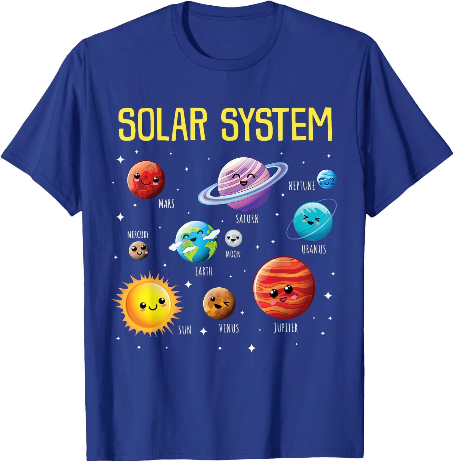 Solar System Shirt Colorful Space Planets Educational Kids T-Shirt - T-Shirt | Royal