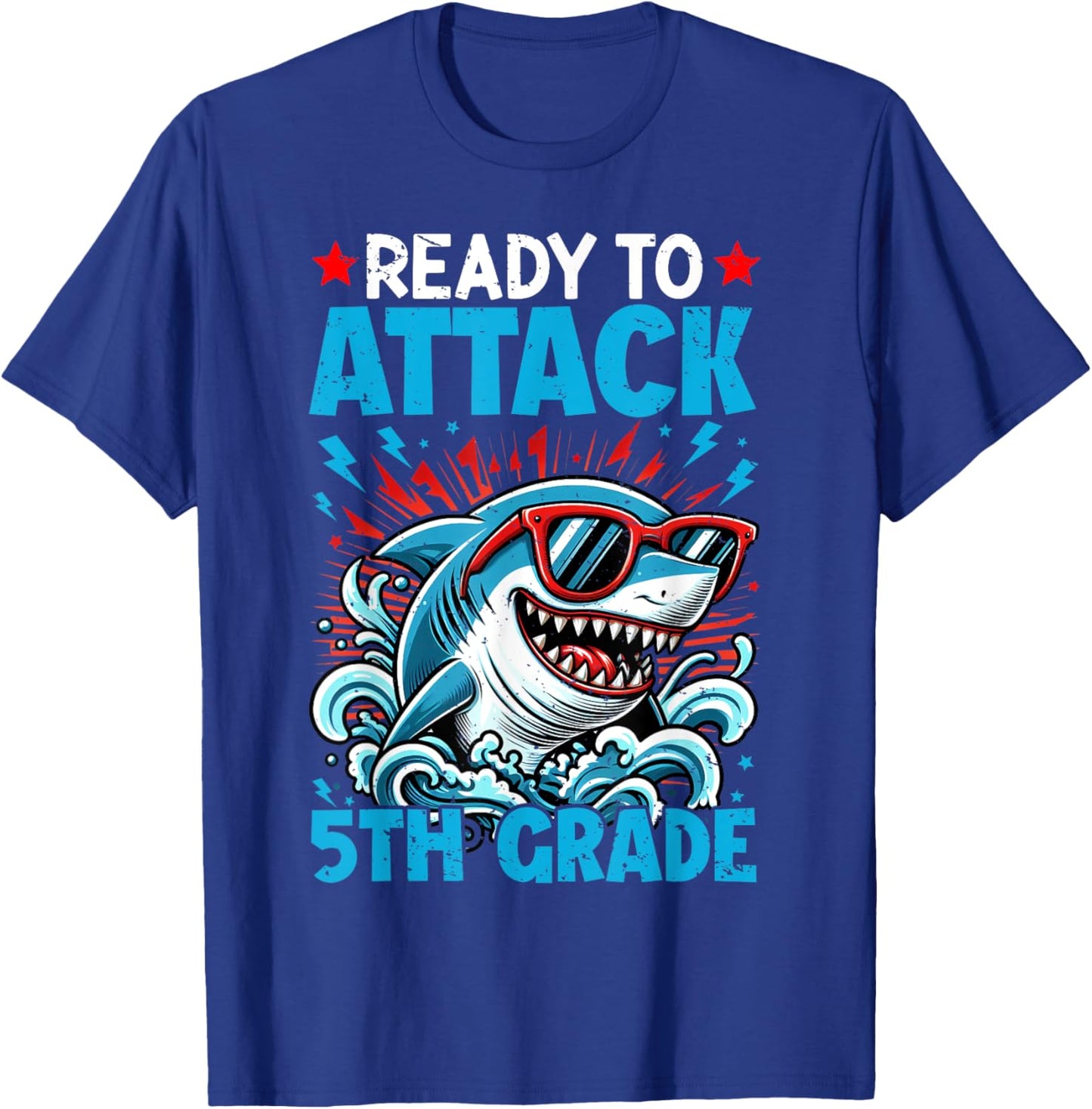 Shark Ready To Attack 5th Grade Kids First Day Of School T-Shirt - T-Shirt | Royal