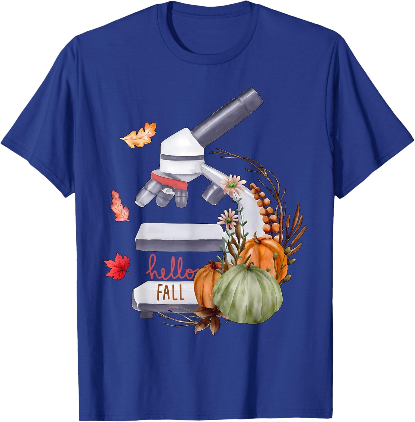 Microscope Flower Pumpkin Microbiology Biology Thanksgiving T-Shirt - T-Shirt | Royal