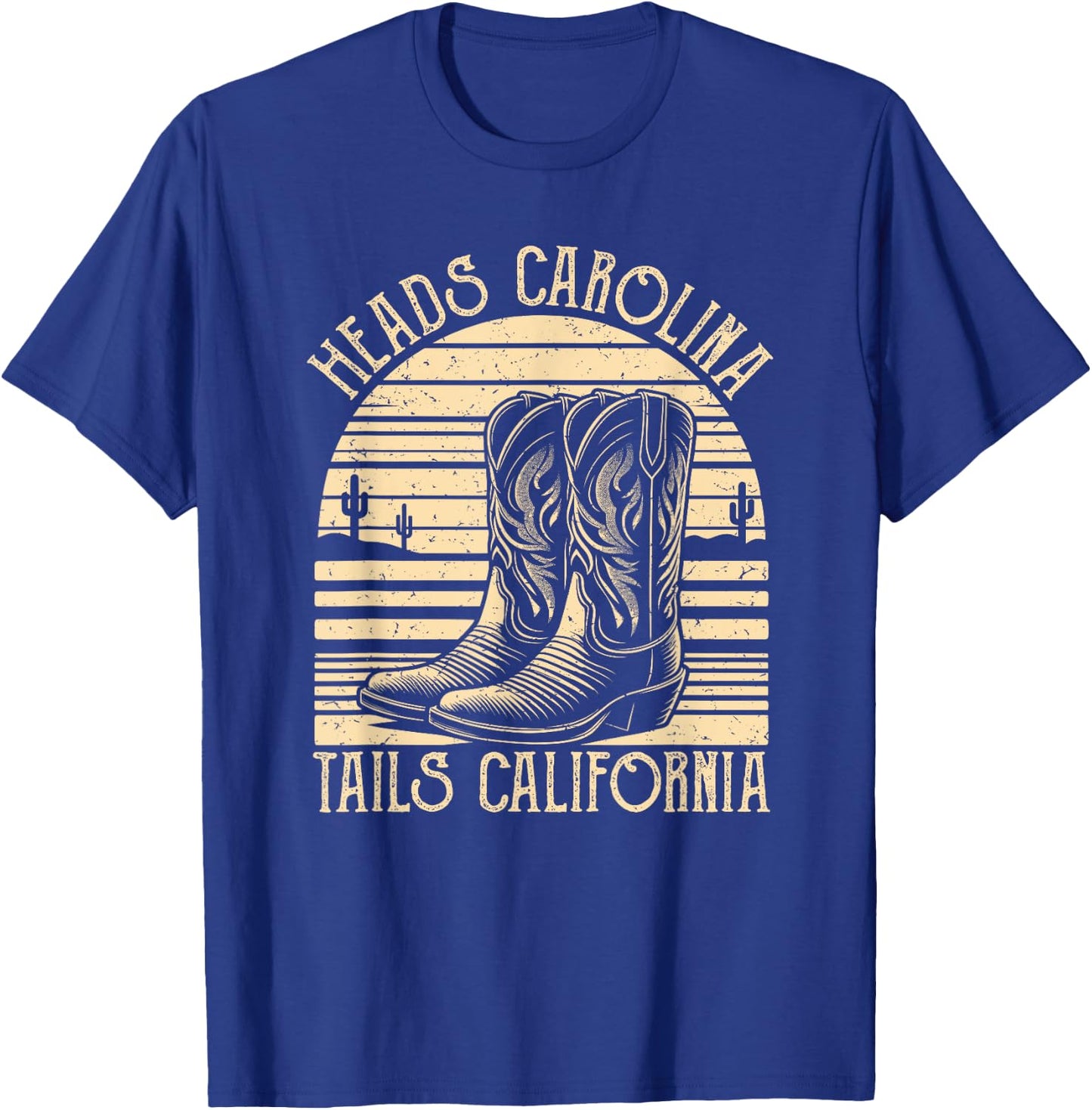 Heads Carolina Tail California Retro Vintage Country T-Shirt - T-Shirt | Royal
