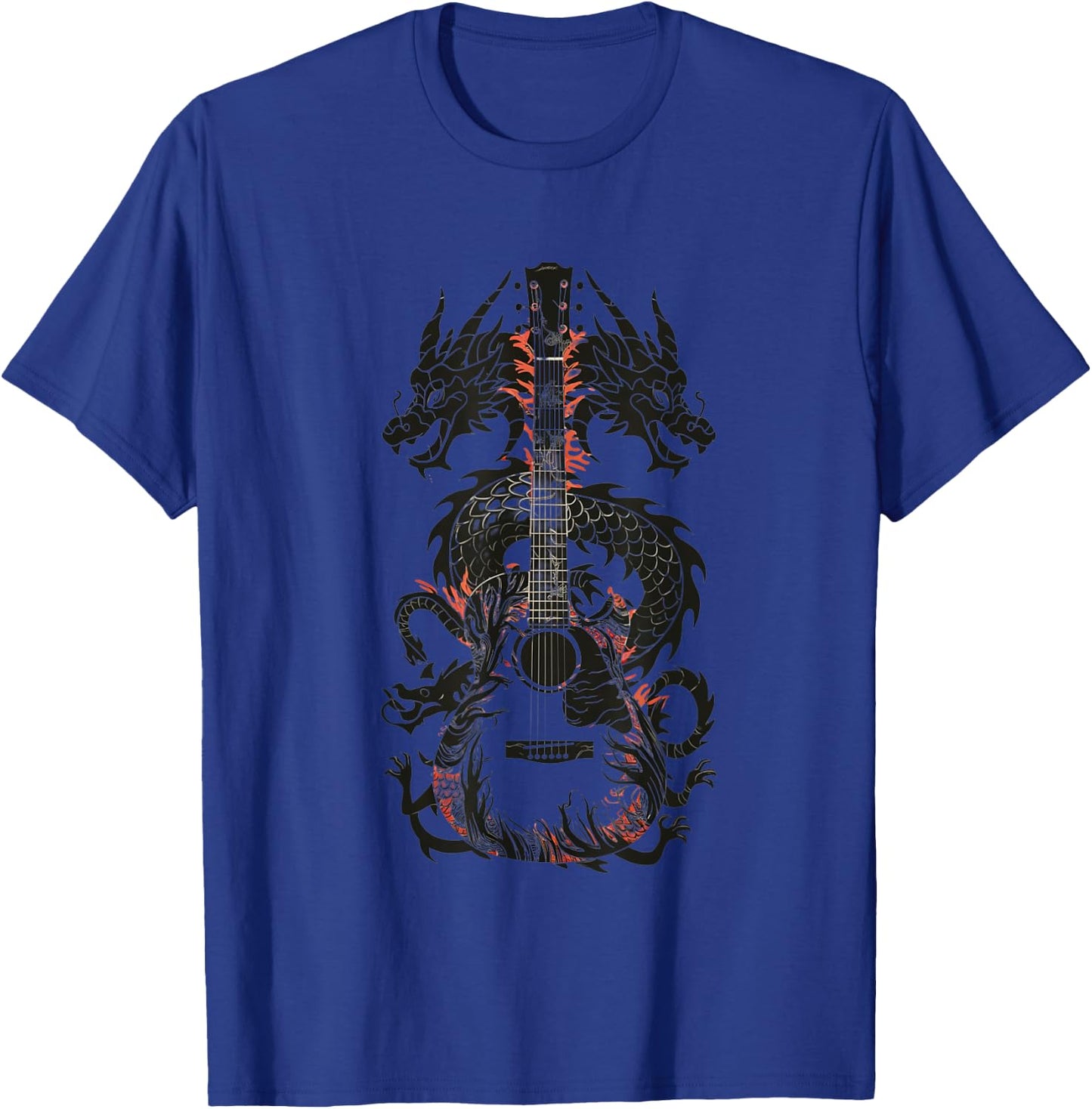 Dragon Guitar Fusion Art Music Lover Design T-Shirt - T-Shirt | Royal
