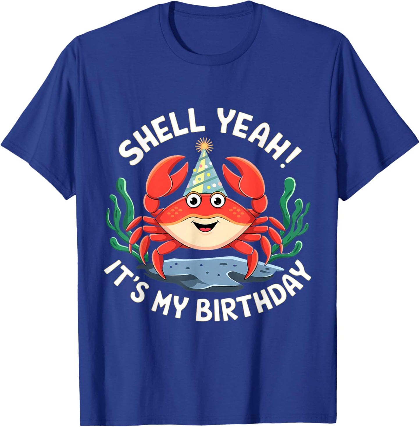 Crab Birthday Funny Shell Beach Men Women T-Shirt - T-Shirt | Royal