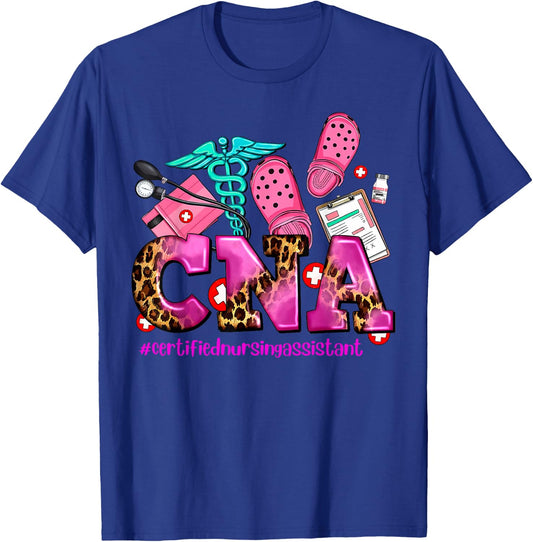 CNA Certified Nursing Assistant Leopard Registered Nurse T-Shirt - T-Shirt | Royal