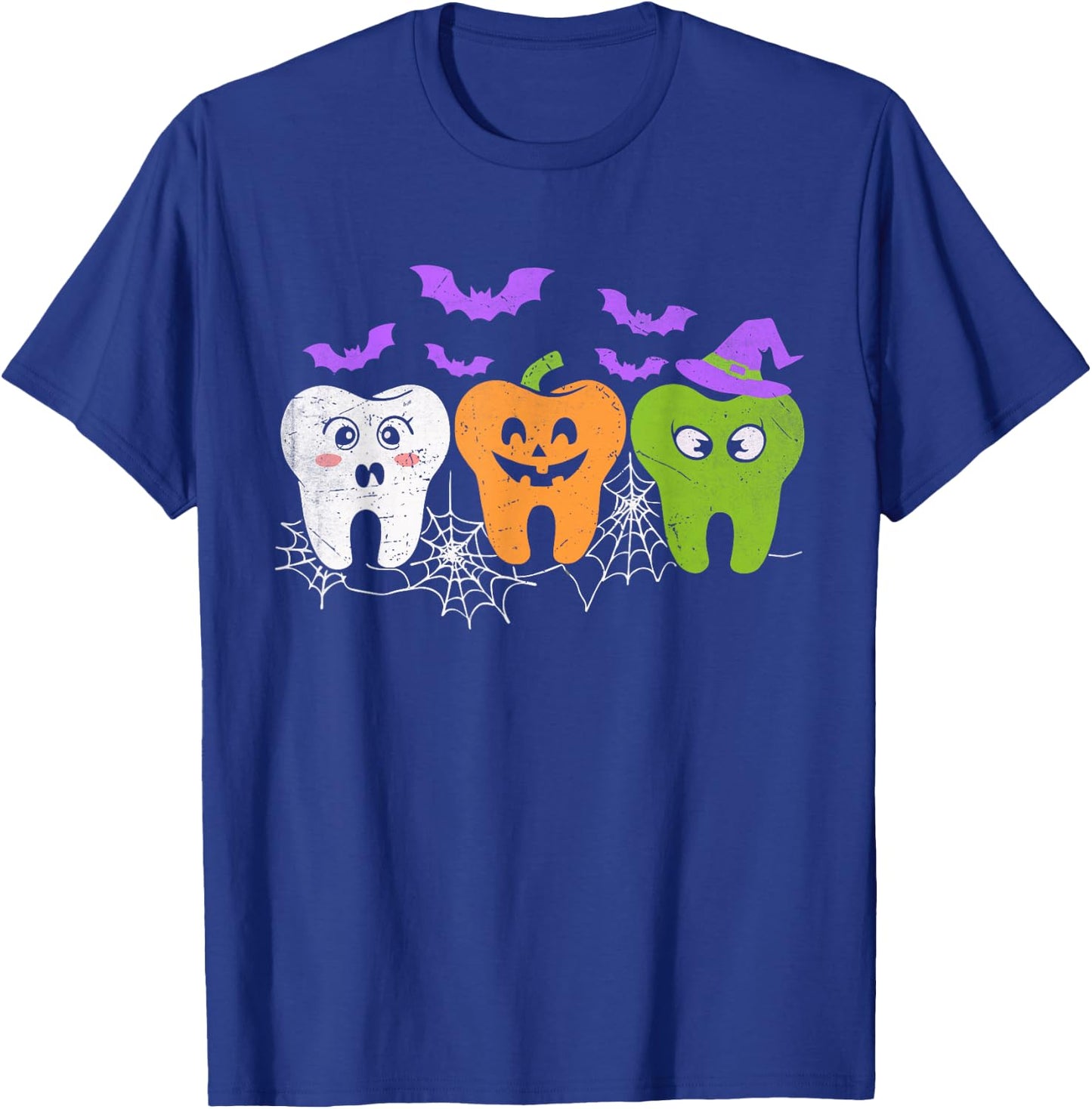 Teeth Ghost Pumpkin Witch Cute Dental Halloween Dentist T-Shirt - T-Shirt | Royal