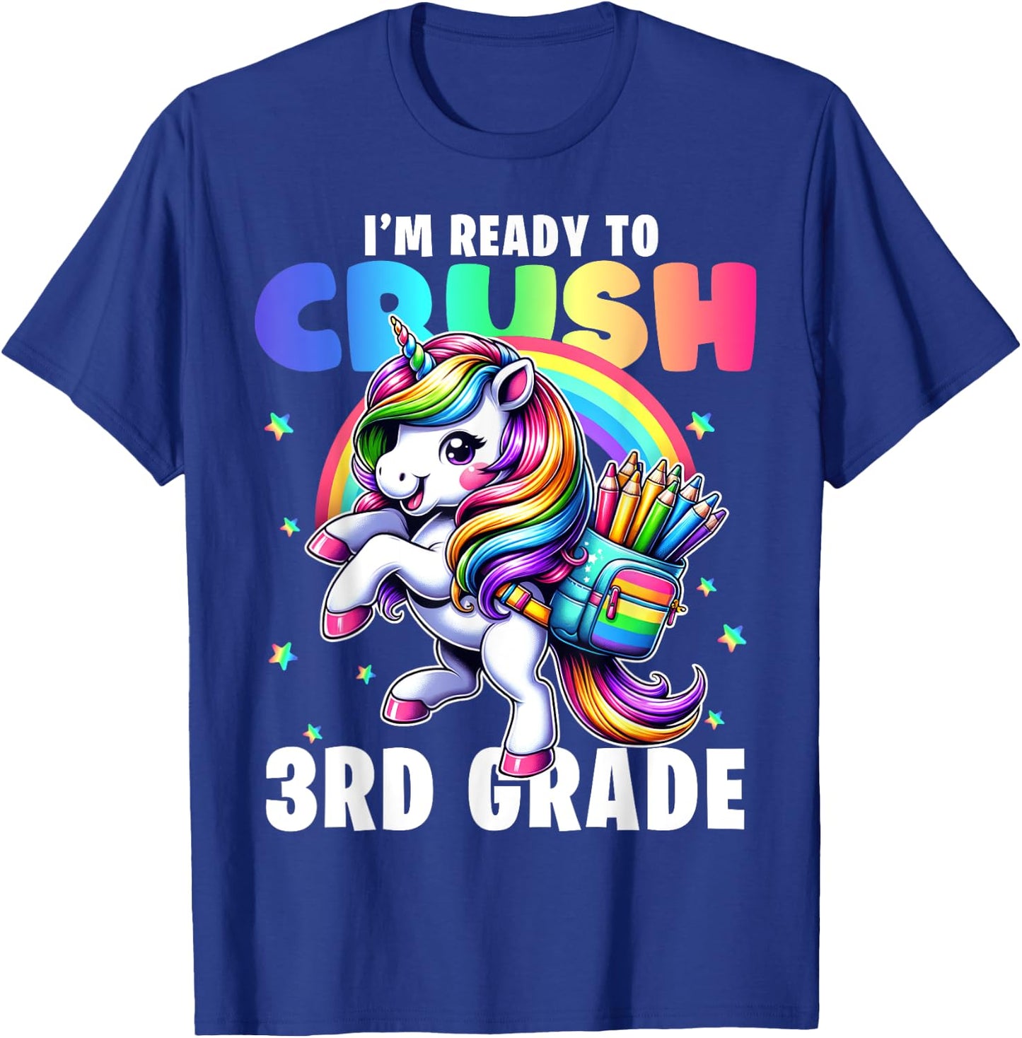 Crush 3rd Grade Girls Back to School Unicorn First Day Cute T-Shirt - T-Shirt | Royal