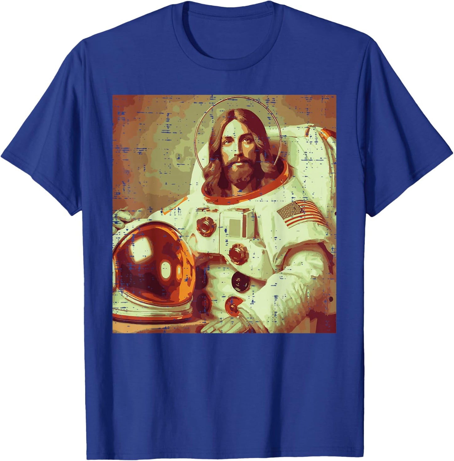 Astronaut Jesus God Space Religious Christian Men Women Kids T-Shirt - T-Shirt | Royal