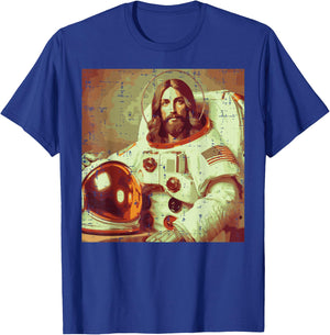 Astronaut Jesus God Space Religious Christian Men Women Kids T-Shirt - T-Shirt | Royal