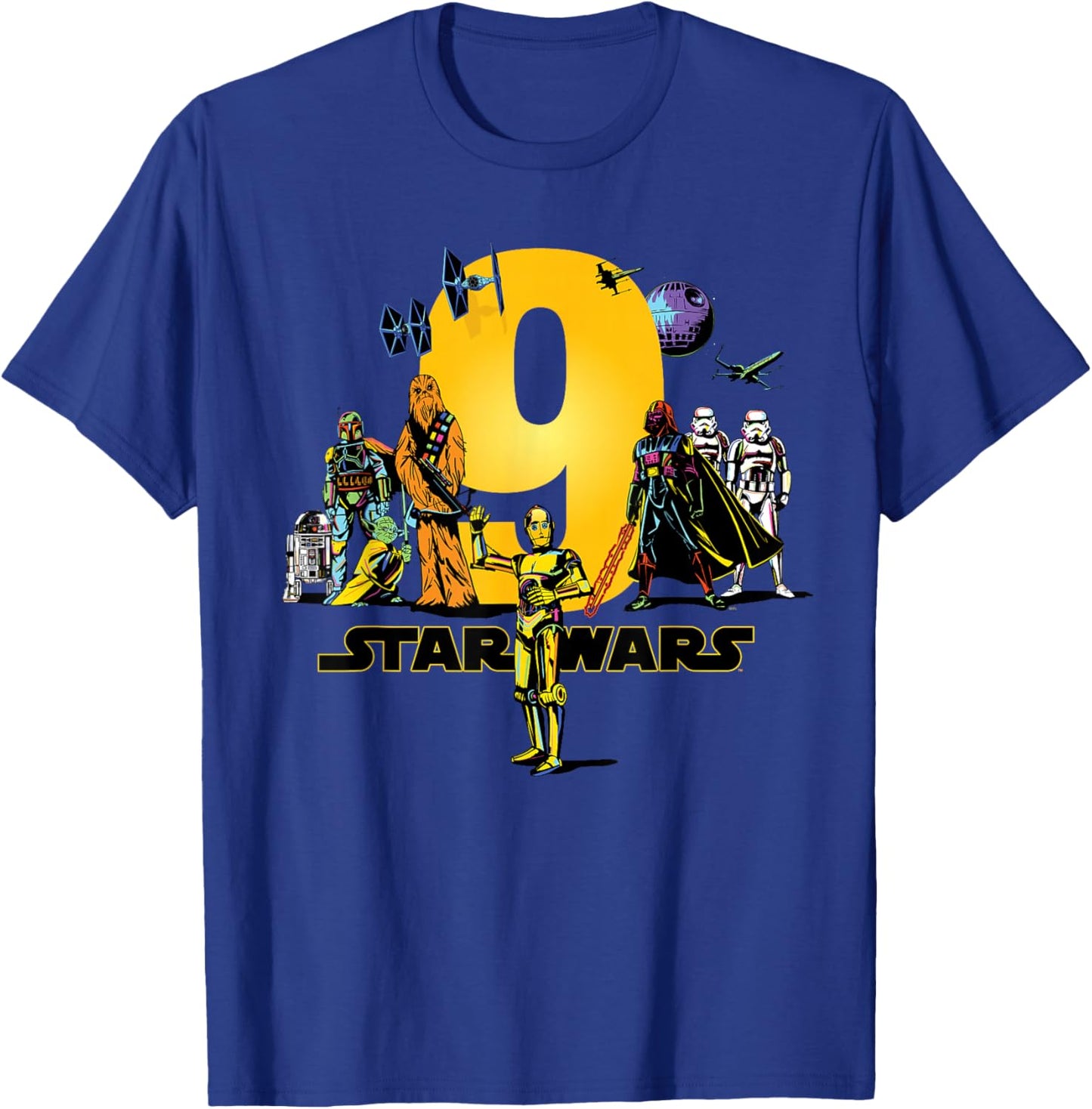 Star Wars Classic Characters Ninth Birthday 9 Years Old T-Shirt - T-Shirt | Royal