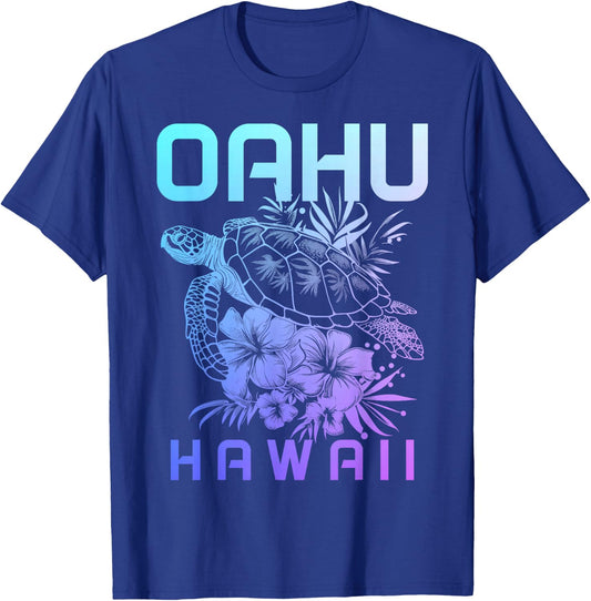 Oahu Hawaii Sea Turtle Hawaiian Surfer Souvenir T-Shirt - T-Shirt | Royal