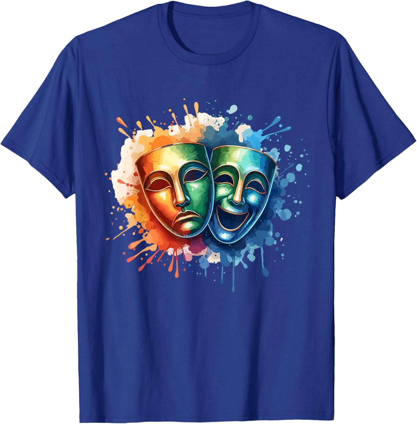 Theater Masks Comedy and Tragedy T-Shirt - T-Shirt | Royal