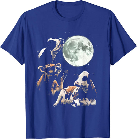 Cow Howling at Moon Vintage 90s Graphic T-Shirt - T-Shirt | Royal