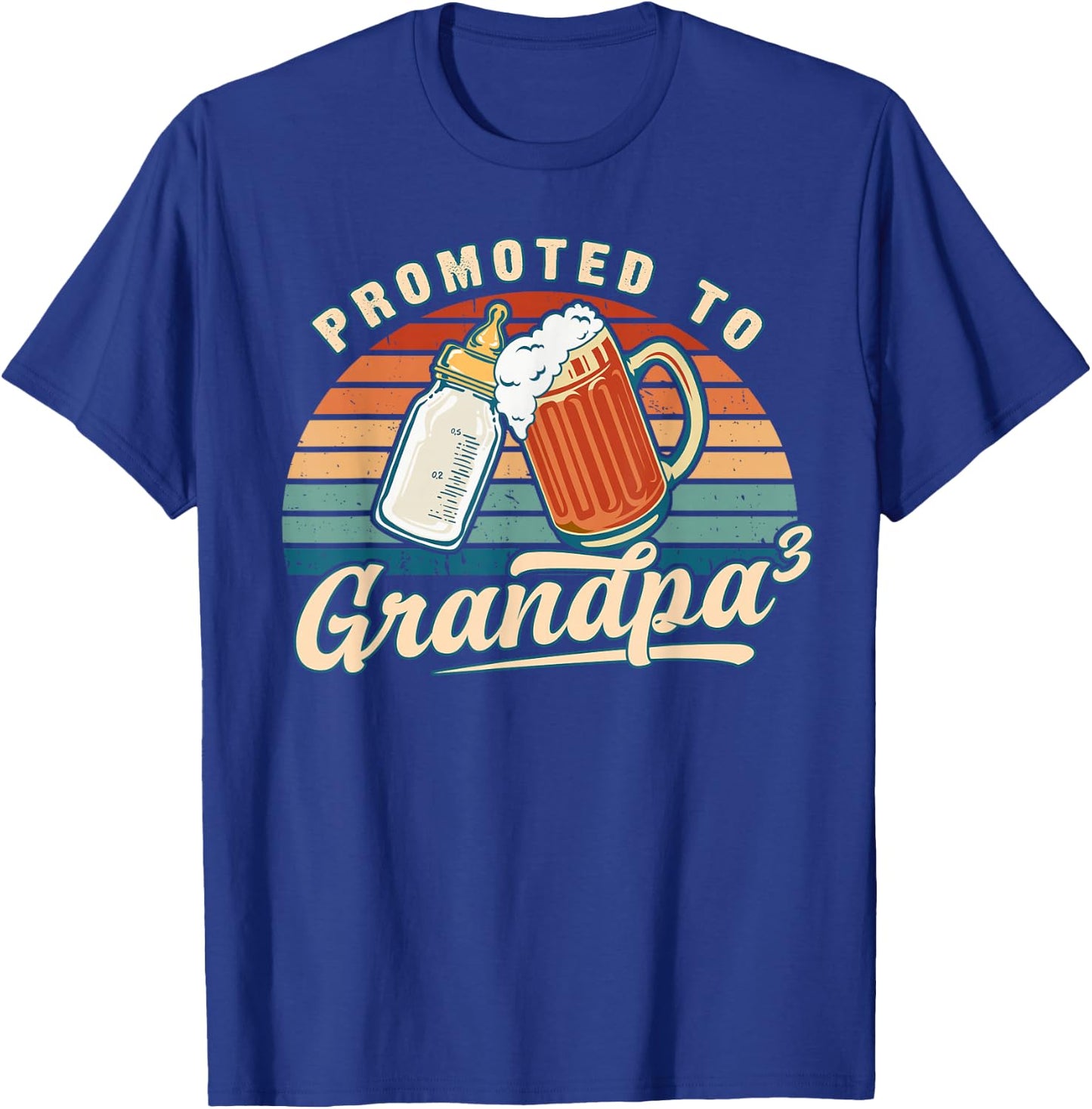 Promoted to Grandpa 3 Retro Baby Reveal Idea T-Shirt - T-Shirt | Royal