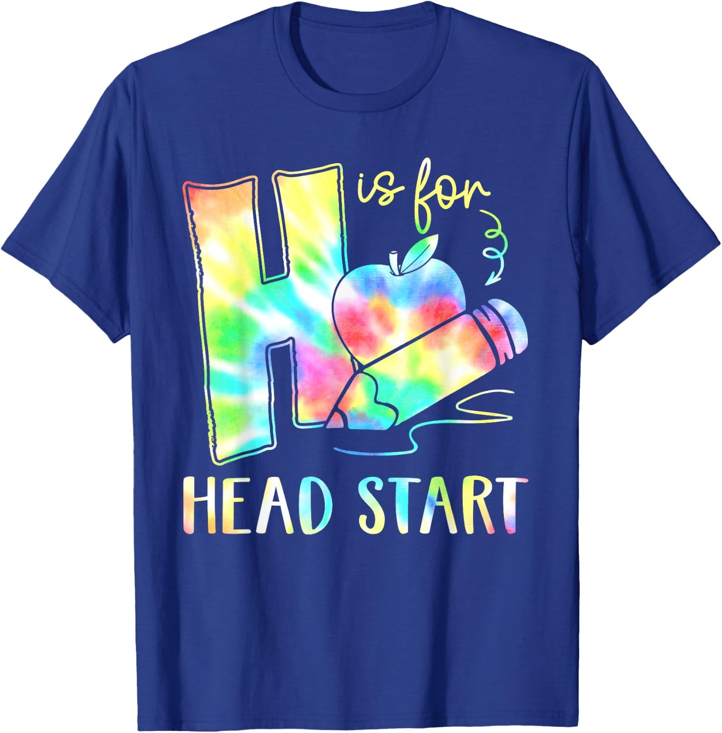 H Is For Head Start Teacher Tie dye Back to School Teacher Men Women T-Shirt - T-Shirt | Royal