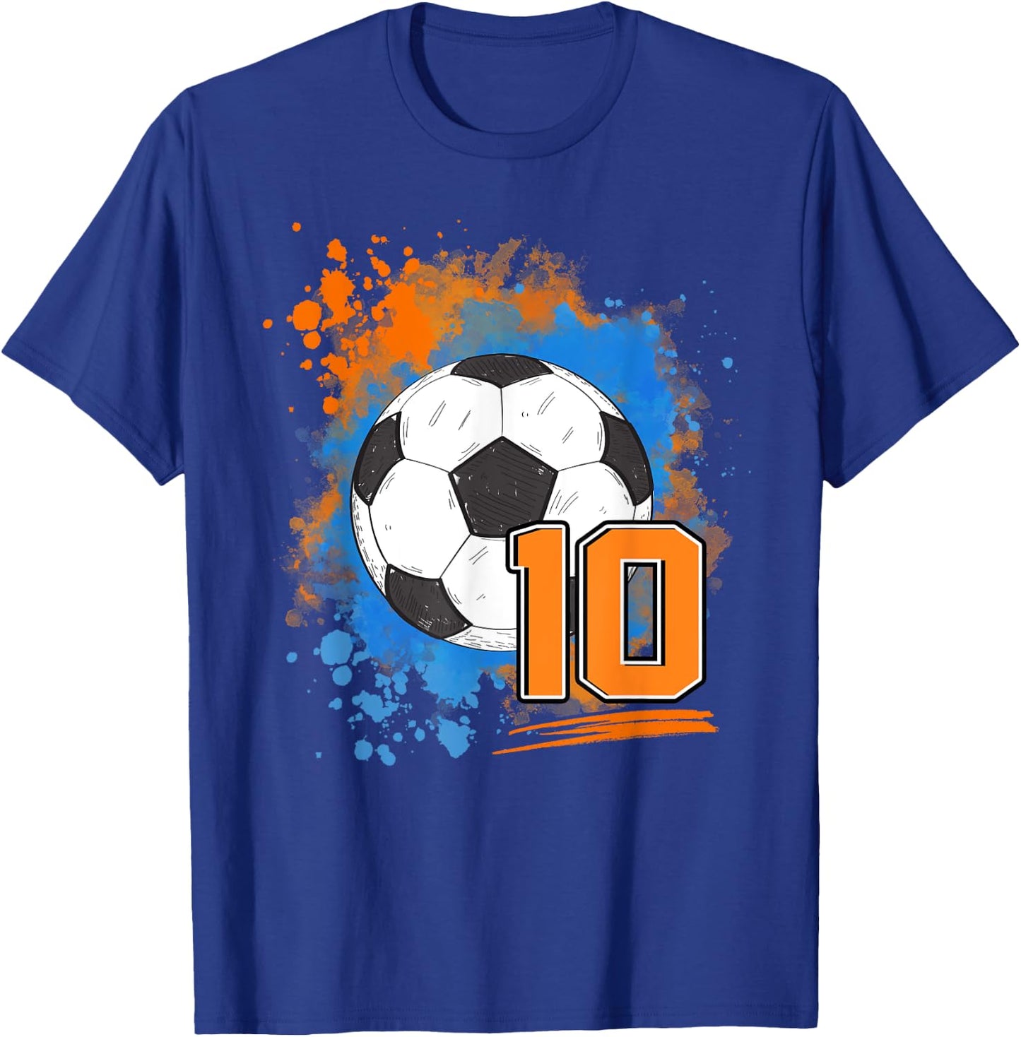 10th Birthday 10 Years Old Soccer Ball T-Shirt - T-Shirt | Royal