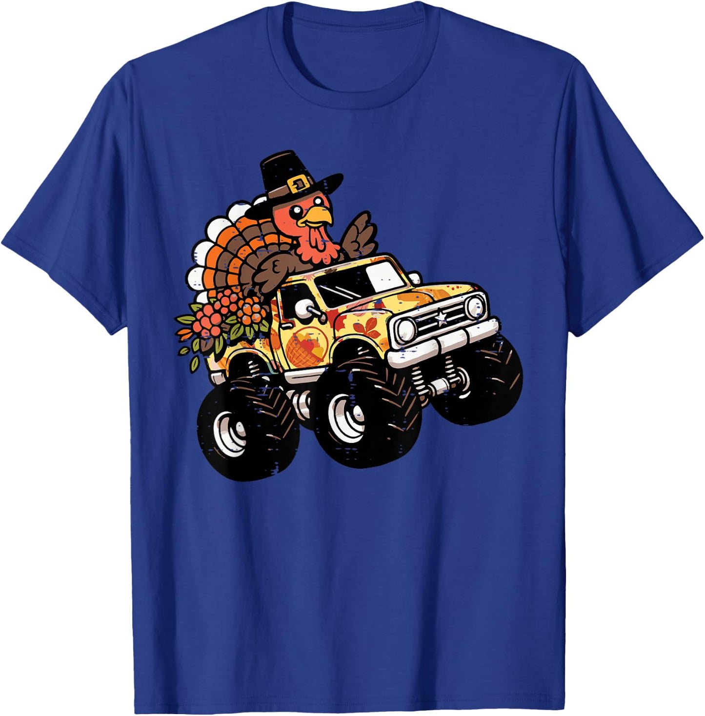 Thanksgiving Turkey Monster Truck Fall Toddler Boys Kids T-Shirt - T-Shirt | Royal