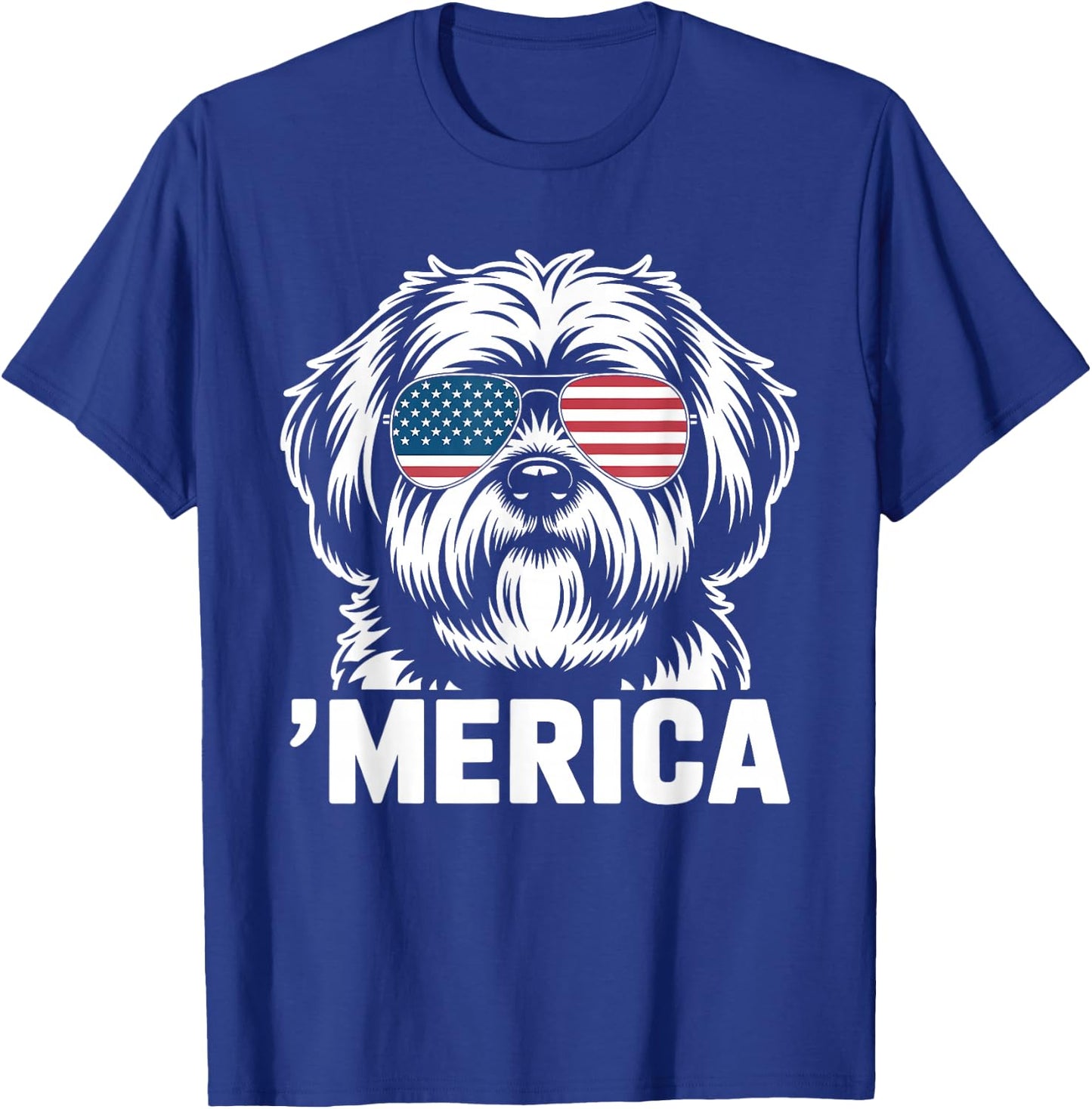 Patriotic USA American Flag 4th of July Lhasa Apso T-Shirt - T-Shirt | Royal