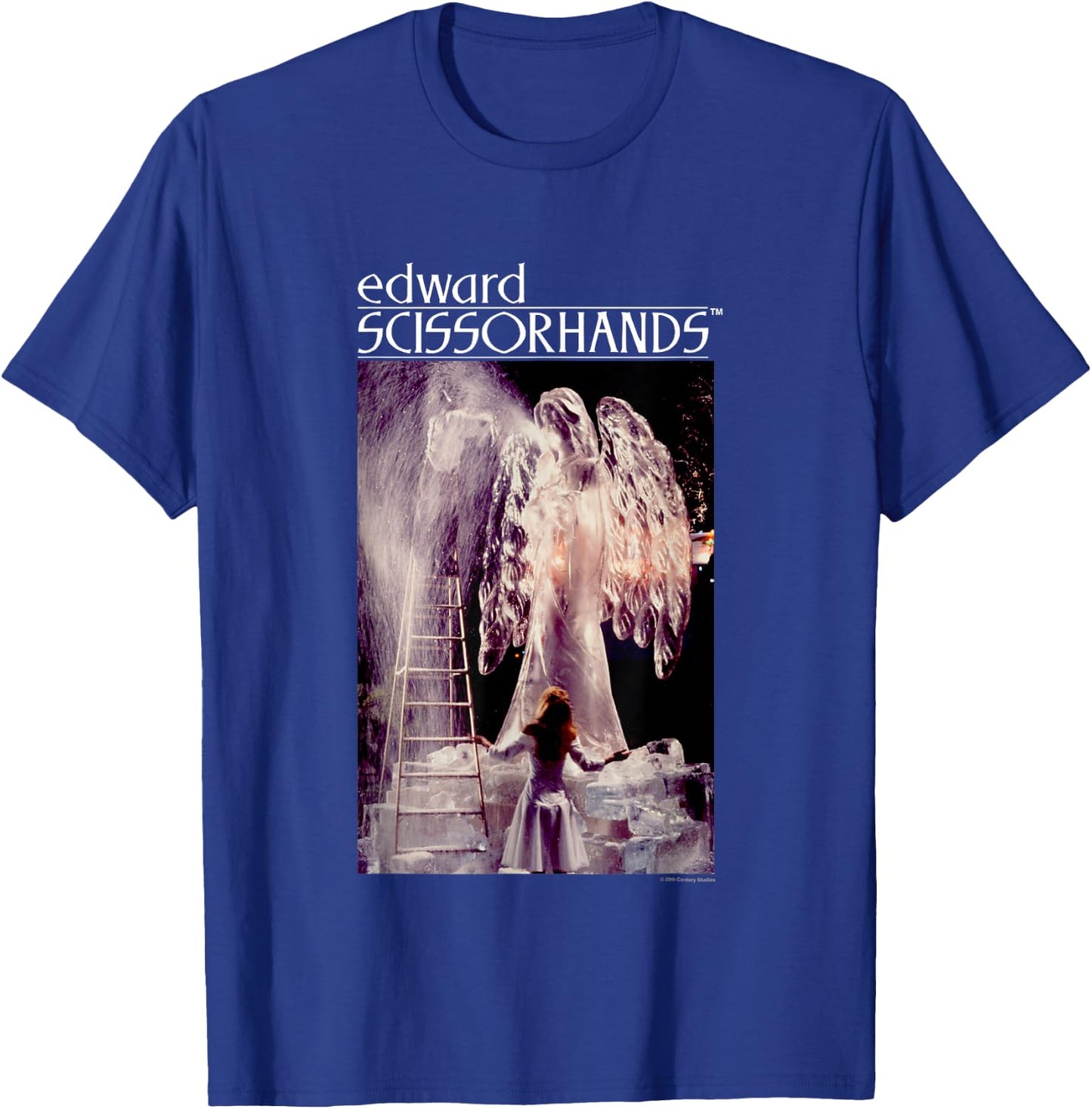 Edward Scissorhands Iconic Ice Sculpture Retro Chest Poster T-Shirt - T-Shirt | Royal