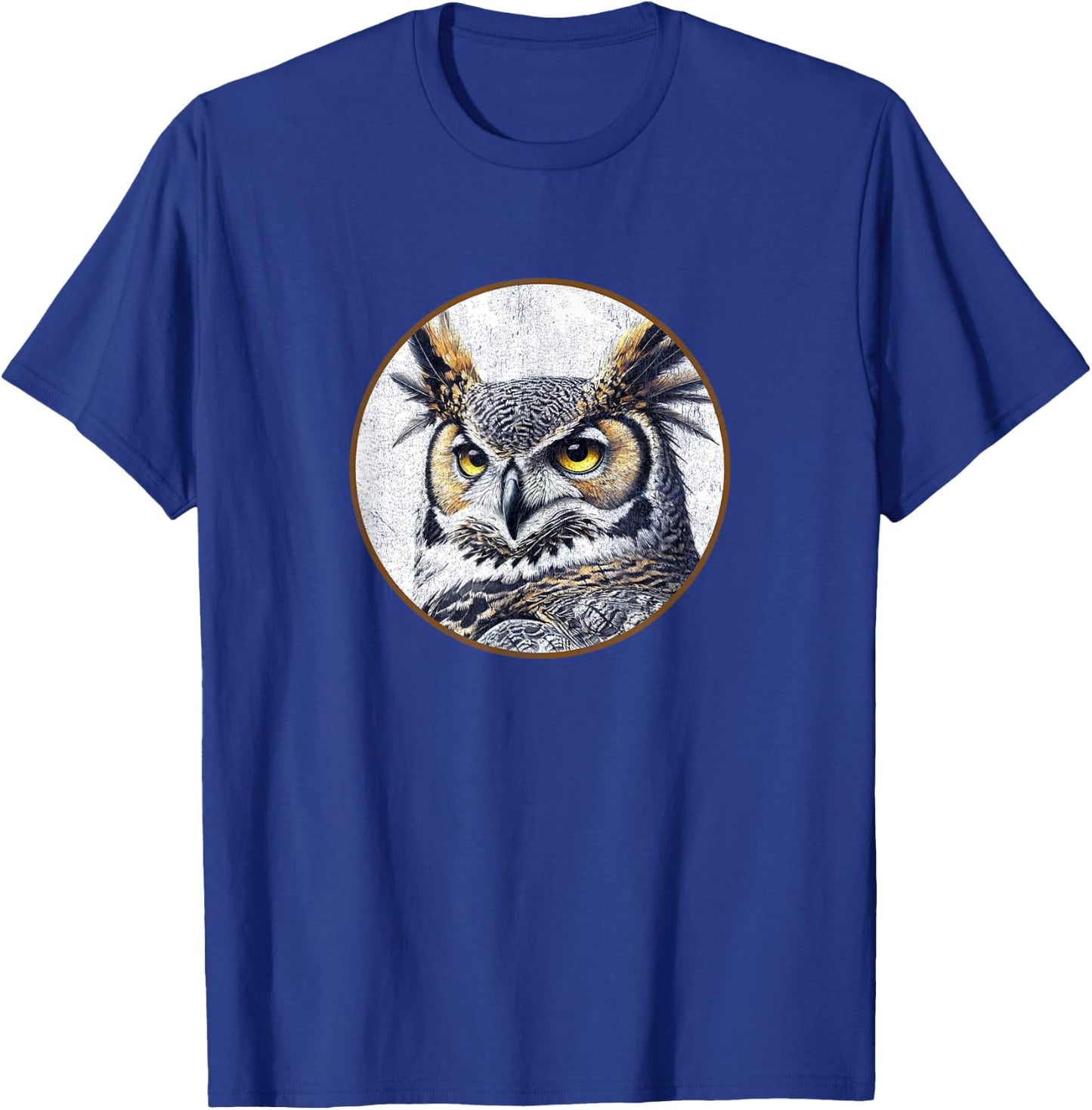 Colorful Retro Great Horned Owl Bird Design T-Shirt - T-Shirt | Royal