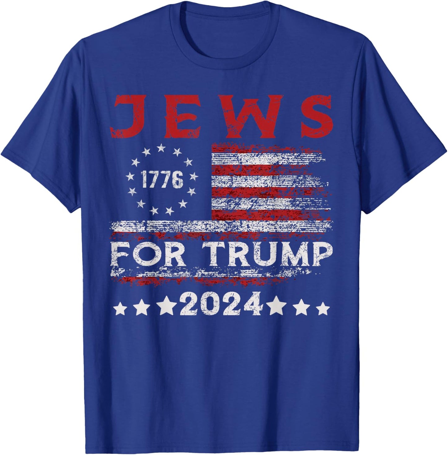 Jews For Trump 2024 American Flag Jew Support Trump Men T-Shirt - T-Shirt | Royal