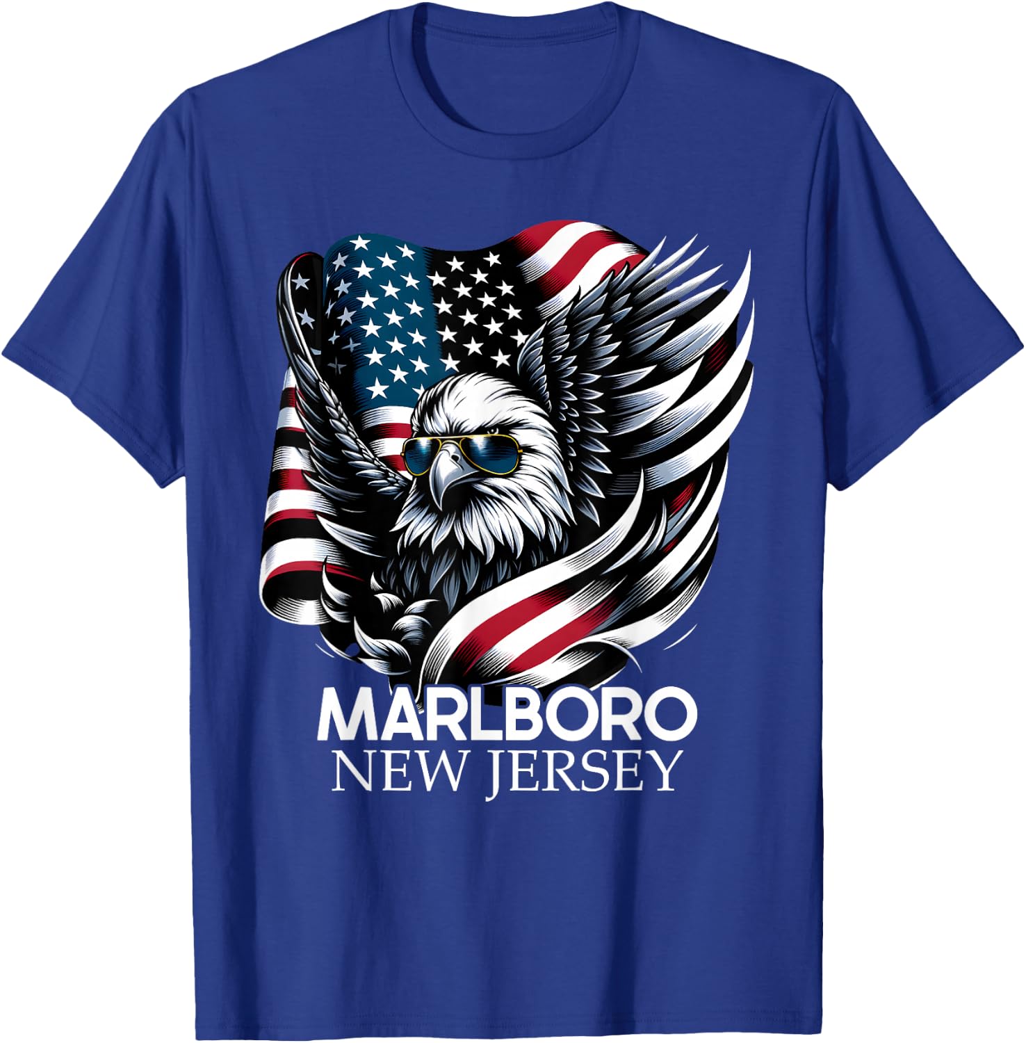 Marlboro New Jersey 4th of July USA American Flag T-Shirt - T-Shirt | Royal