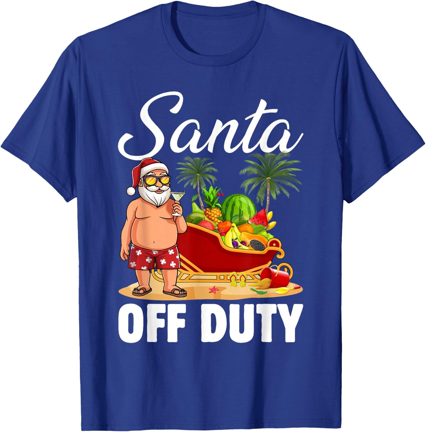 Cute Santa Off Duty Sleigh Summer Vacation Christmas In July Men Women Kids T-Shirt - T-Shirt | Royal