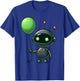 Retro Robot Holding Green Balloon For Kids And Robot Lovers T-Shirt - T-Shirt | Royal