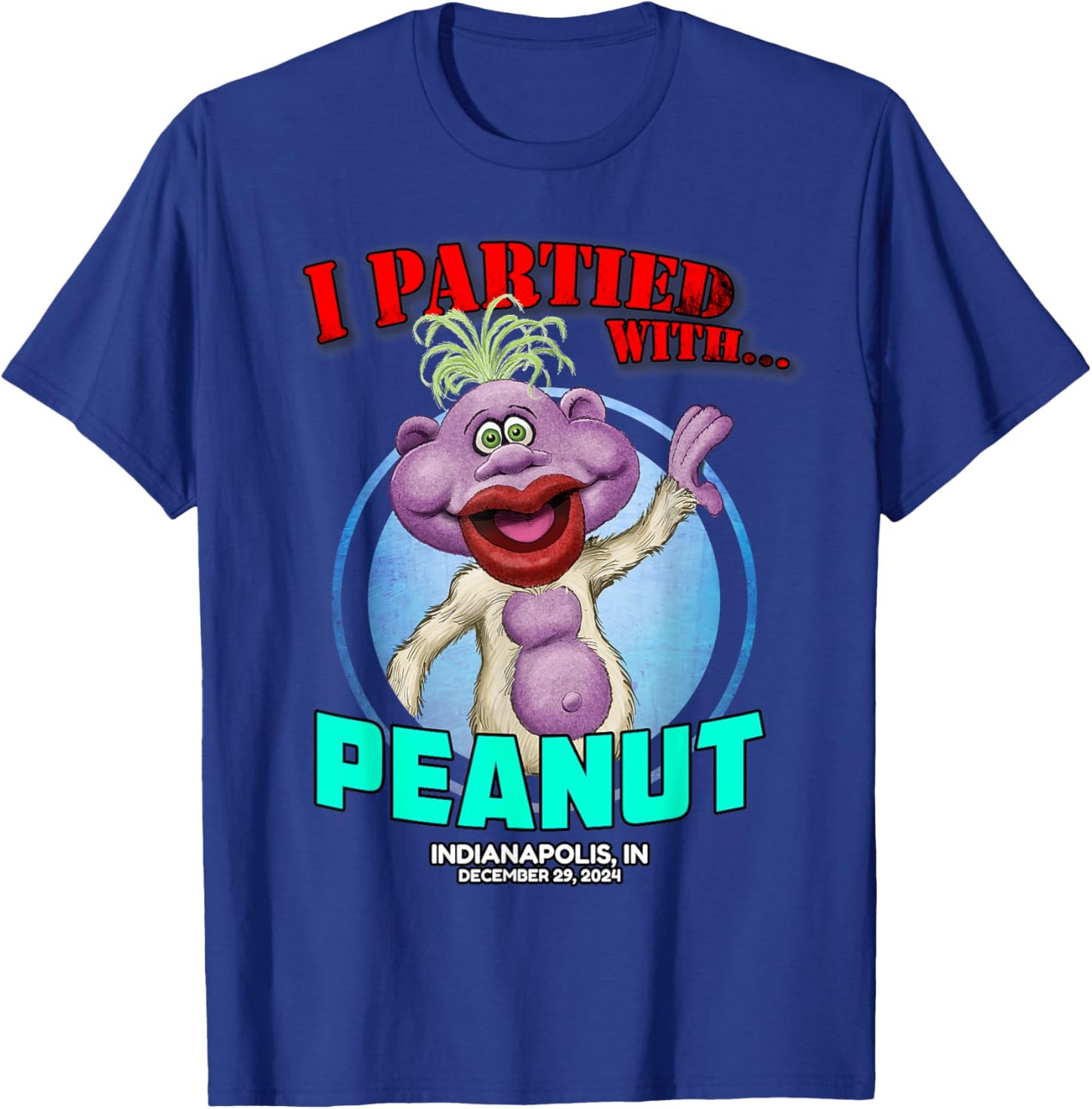 Jeff Dunham Peanut Indianapolis, IN (2024) -Adults Classic Fit Black Short Sleeve T-Shirt - T-Shirt | Royal