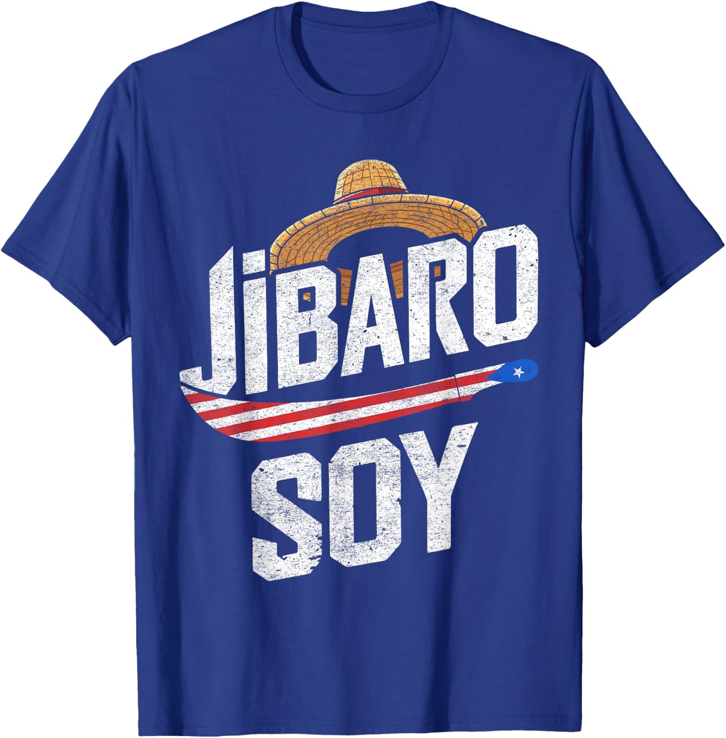 Droll Threads Jibaro Soy Puerto Rico Farmer Taino Boricua Puertorriqueo T-Shirt - T-Shirt | Royal