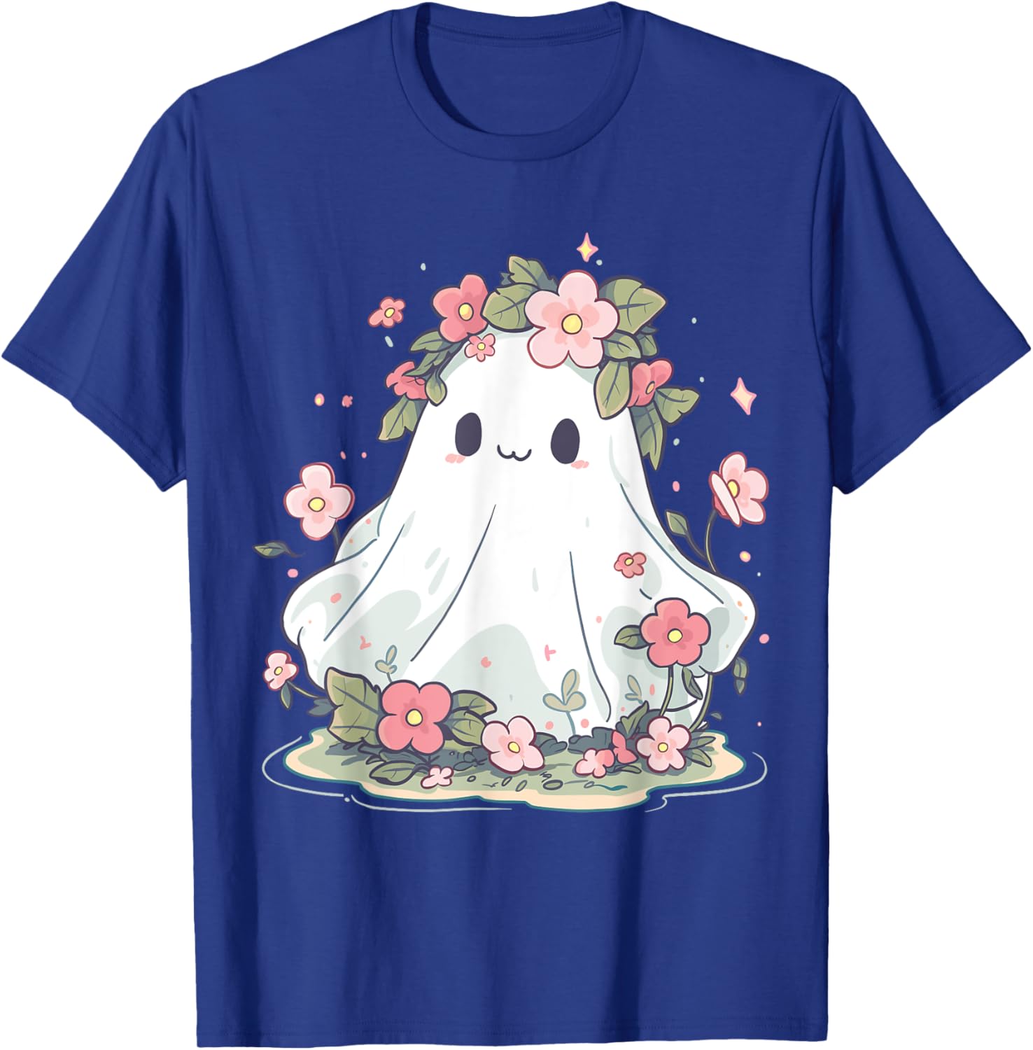 Women Halloween Shirt Floral Ghost Halloween Costume T-Shirt - T-Shirt | Royal