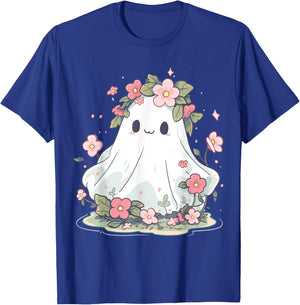 Women Halloween Shirt Floral Ghost Halloween Costume T-Shirt - T-Shirt | Royal