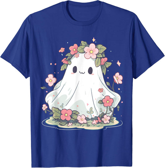 Women Halloween Shirt Floral Ghost Halloween Costume T-Shirt - T-Shirt | Royal