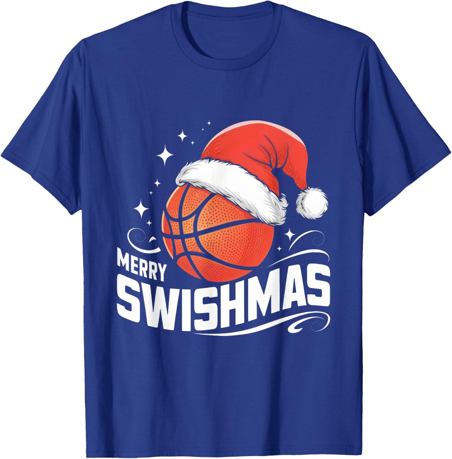 Merry Swishmas Ugly Christmas Basketball Player Xmas Funny T-Shirt - T-Shirt | Royal