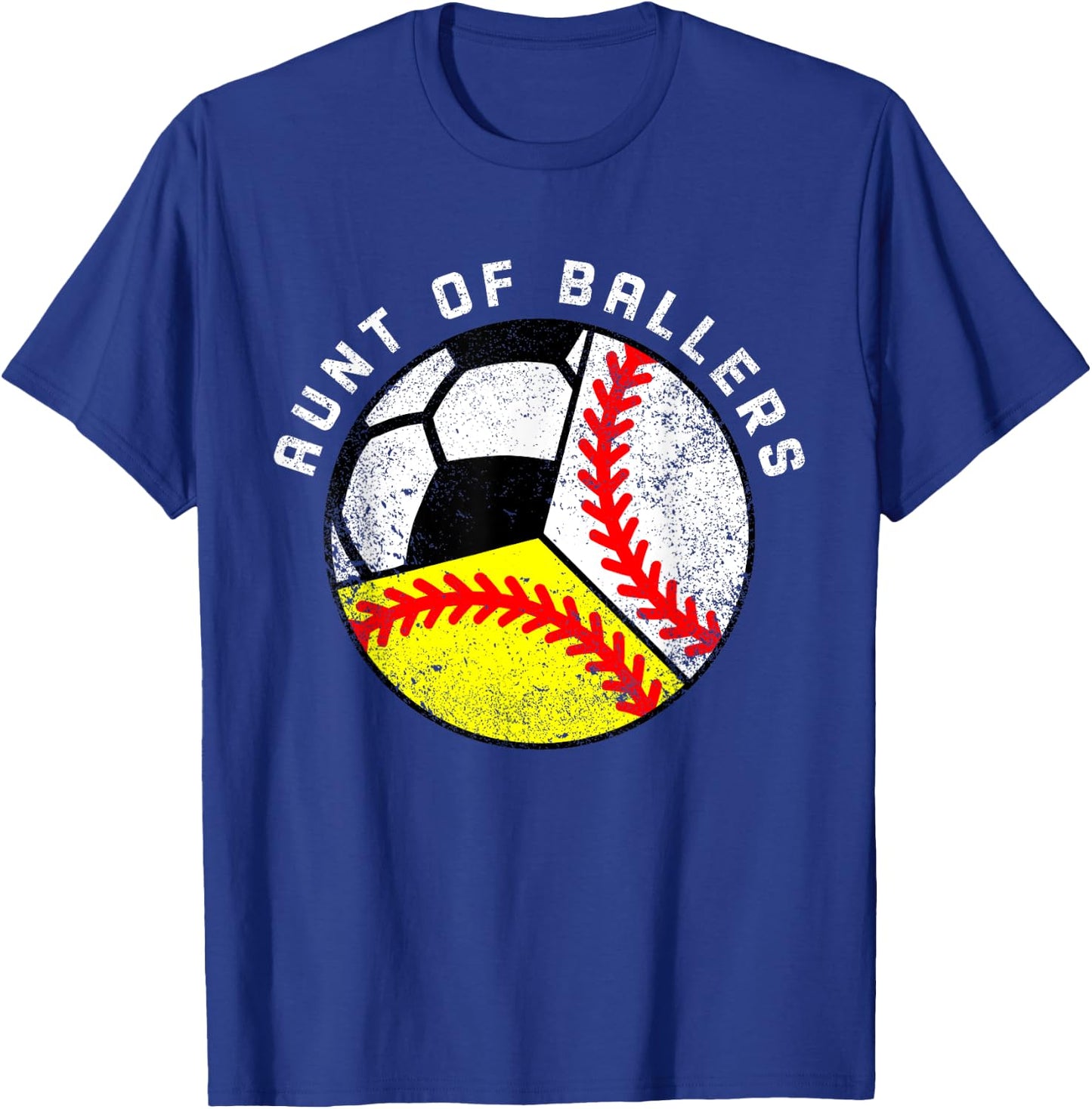 Aunt Of Ballers Funny Baseball Softball Soccer Player Aunt T-Shirt - T-Shirt | Royal