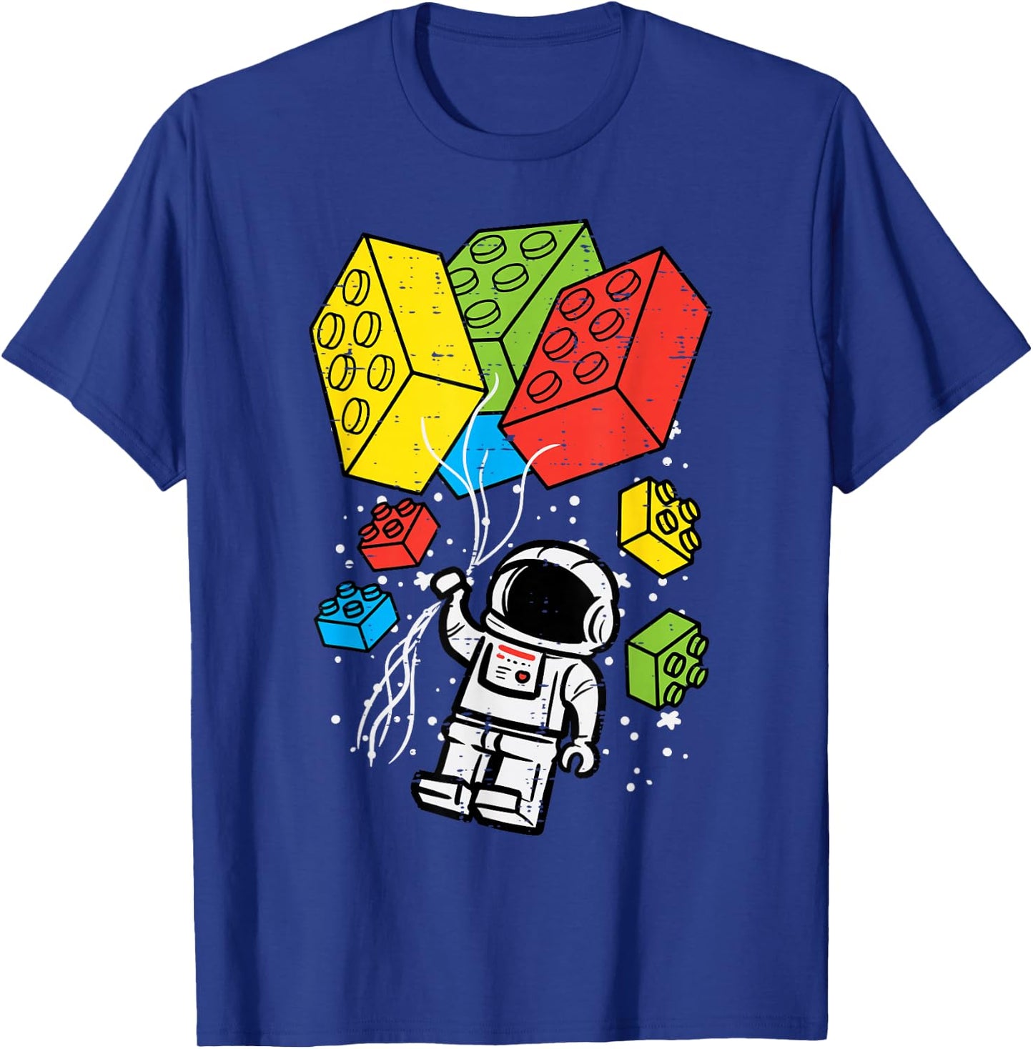 Astronaut Block Building Balloons Space Toddler Boys Kids T-Shirt - T-Shirt | Royal