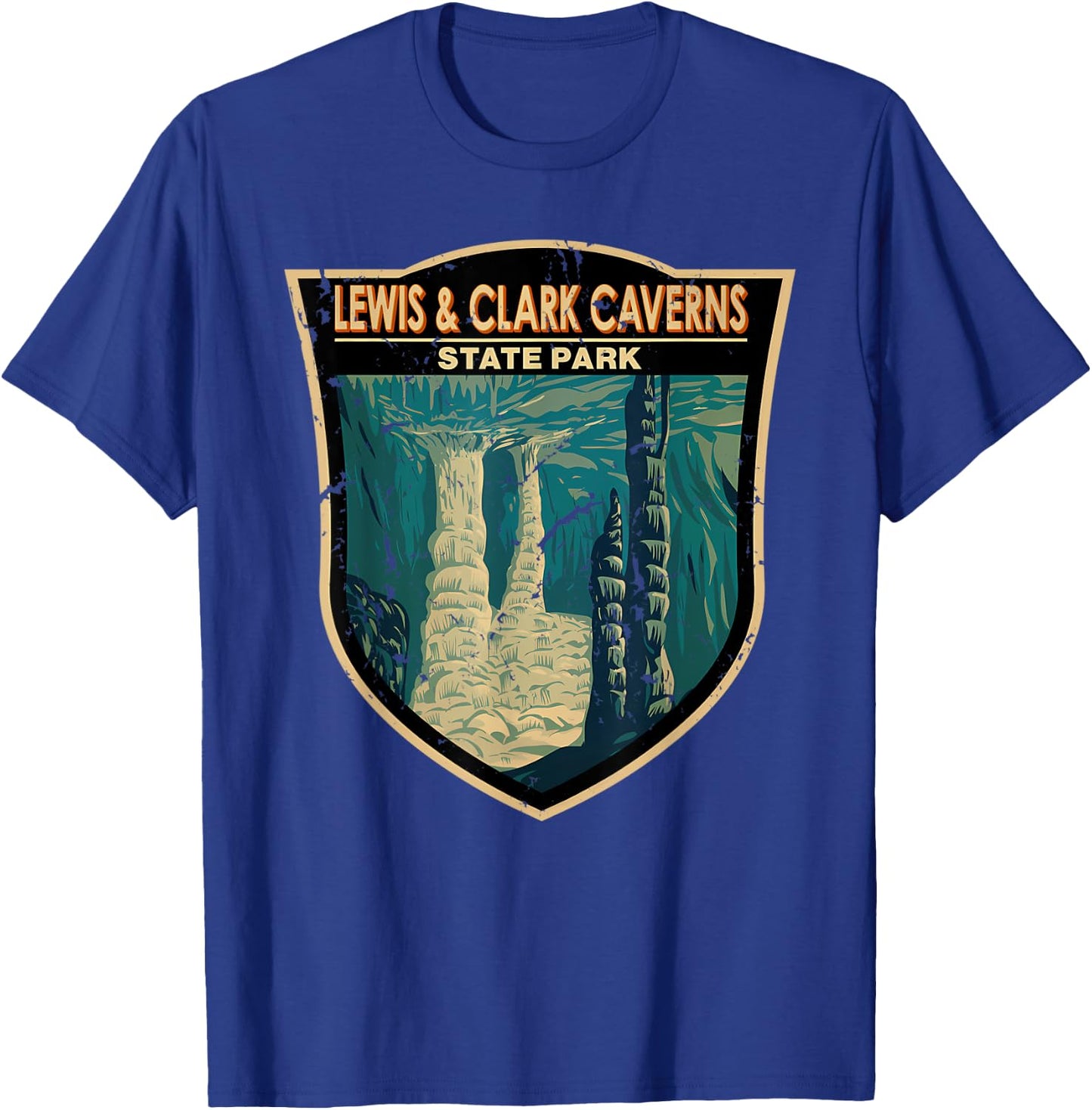 Vintage Lewis And Clark Caverns State Park Montana Badge T-Shirt - T-Shirt | Royal