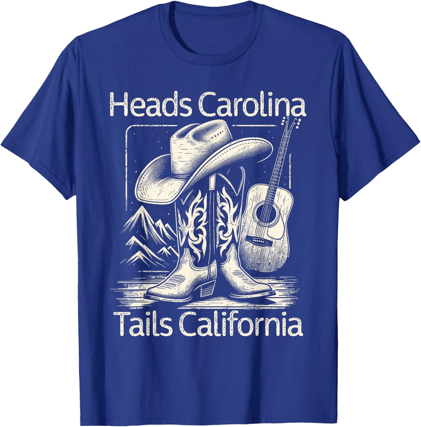 Heads Carolina Tail California Retro Vintage Country T-Shirt - T-Shirt | Royal