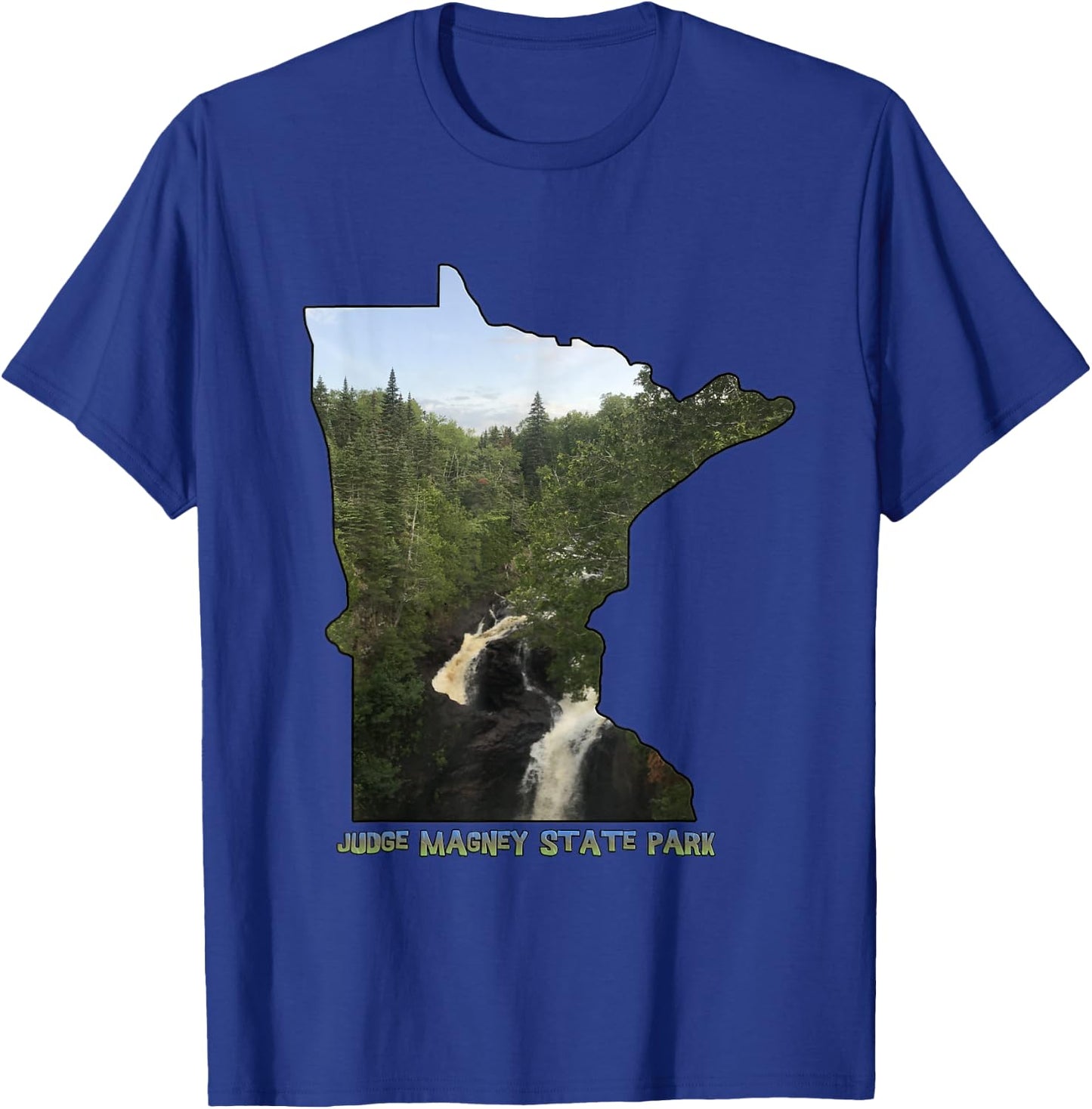 Minnesota Outline (Devil's Kettle in Judge Magney State Park T-Shirt - T-Shirt | Royal