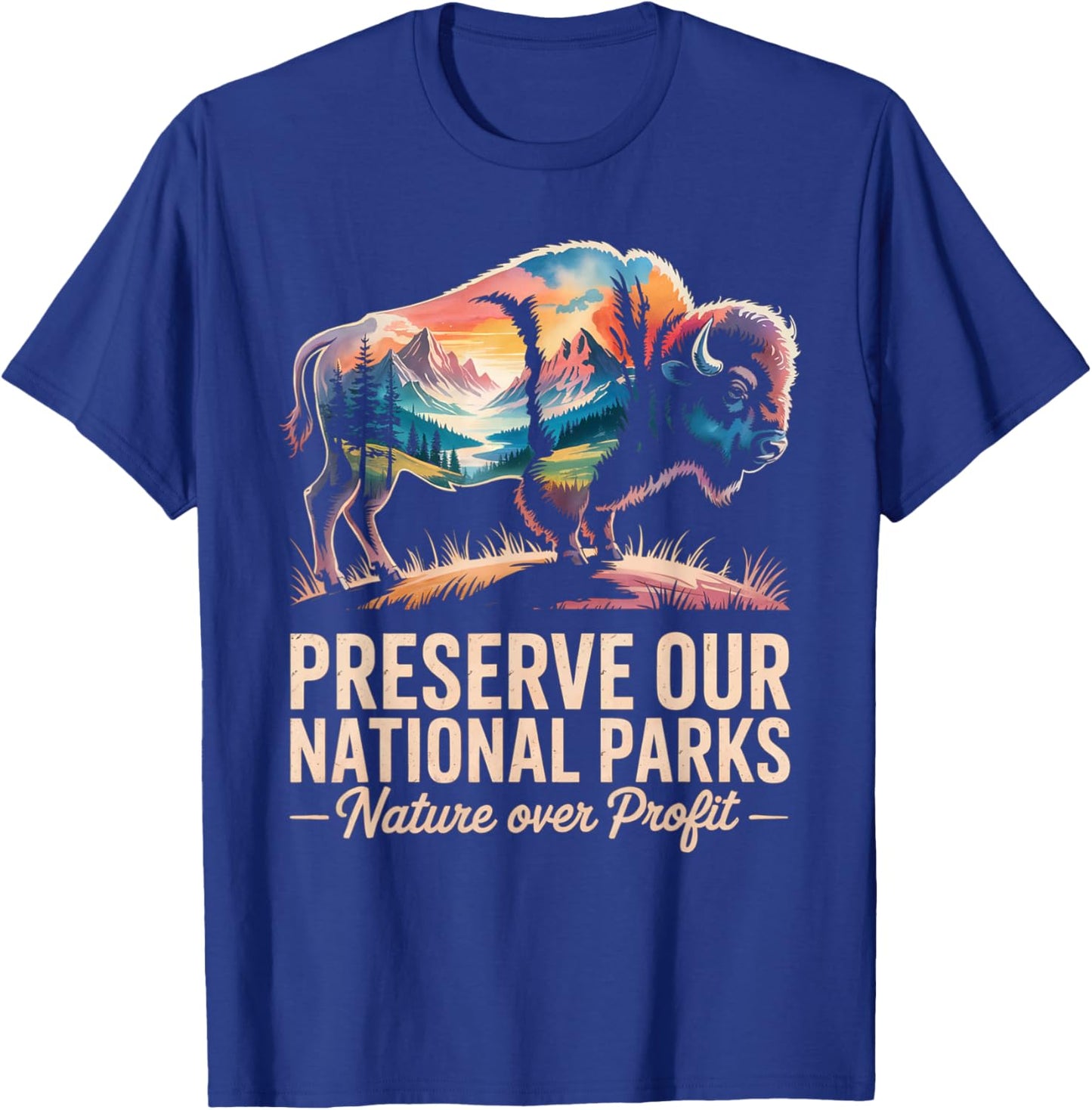 Protect Our National Parks Buffalo Bison Save National Parks T-Shirt - T-Shirt | Royal