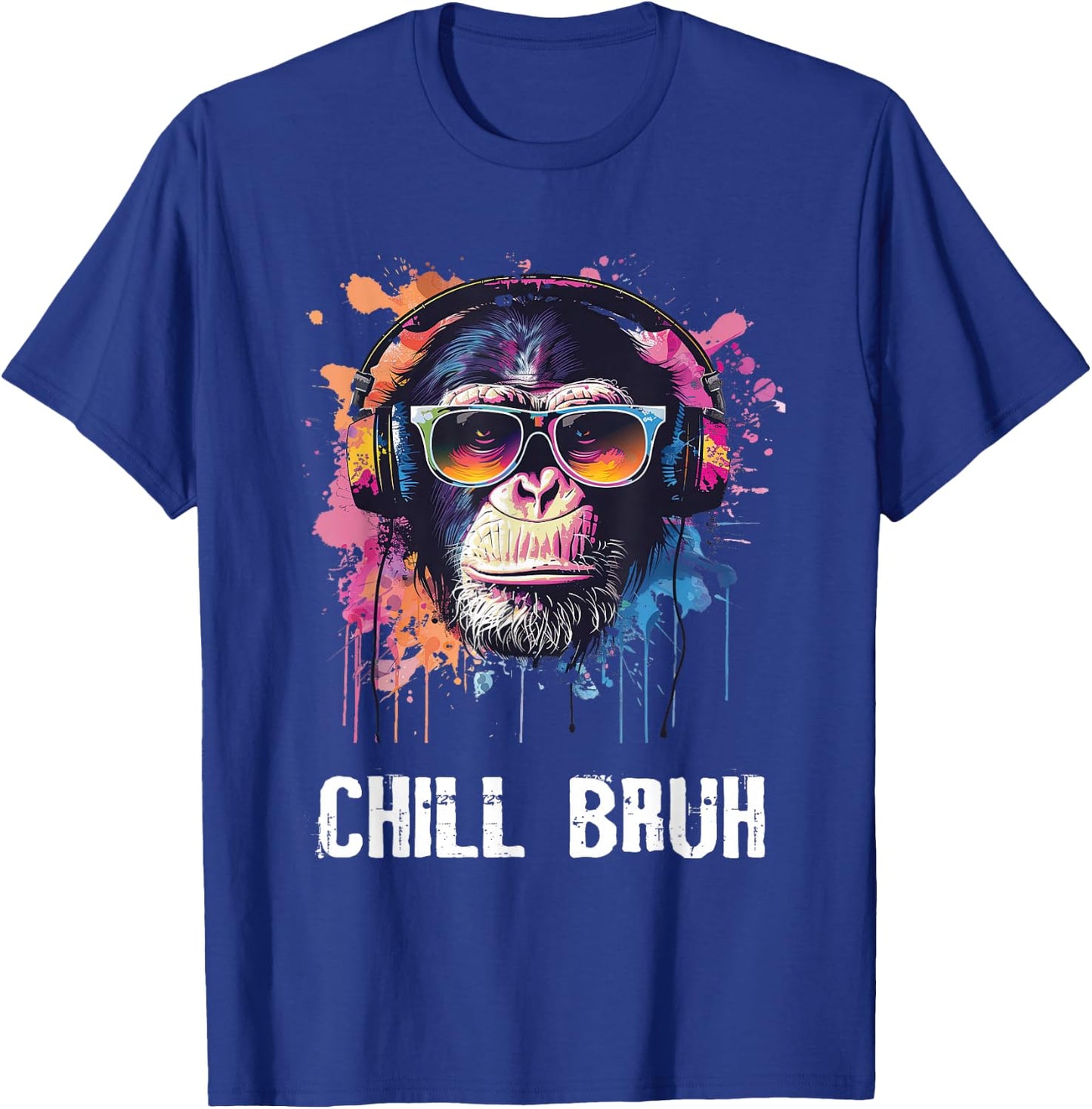 Chill Bruh DJ Monkey Sunglasses Teens Boys Men T-Shirt - T-Shirt | Royal