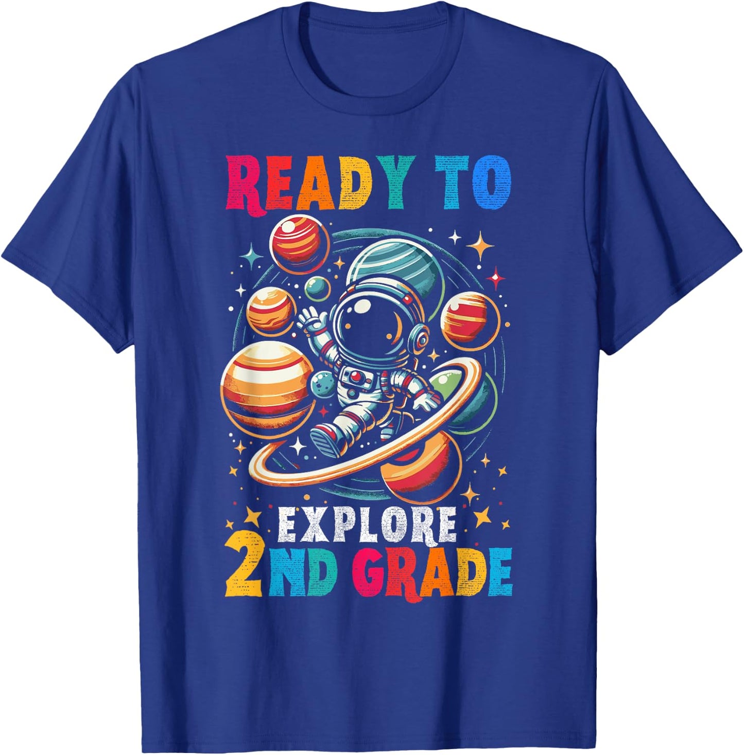 First day Kids Welcome back to School Astronaut 2nd grade T-Shirt - T-Shirt | Royal