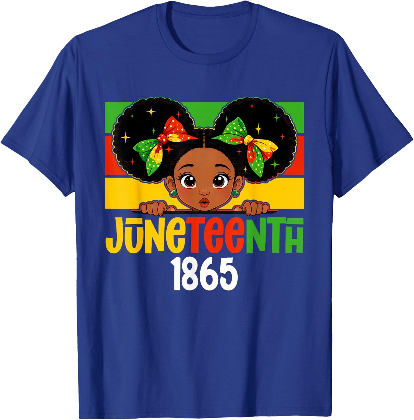 Juneteenth 1865 Afro Princess Bow Kids Girls Black History T-Shirt - T-Shirt | Royal